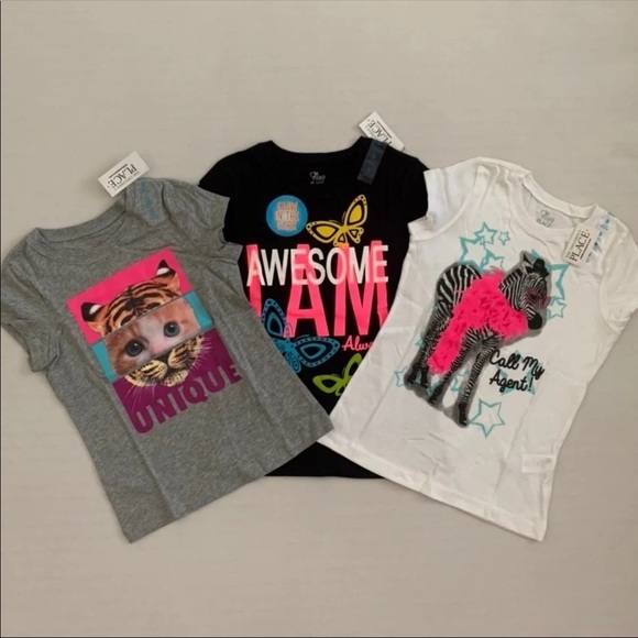 (NWT) The Children’s Place Girl's (3) T-Shirt Bundle, Size: 5/6 - Picture 2 of 9